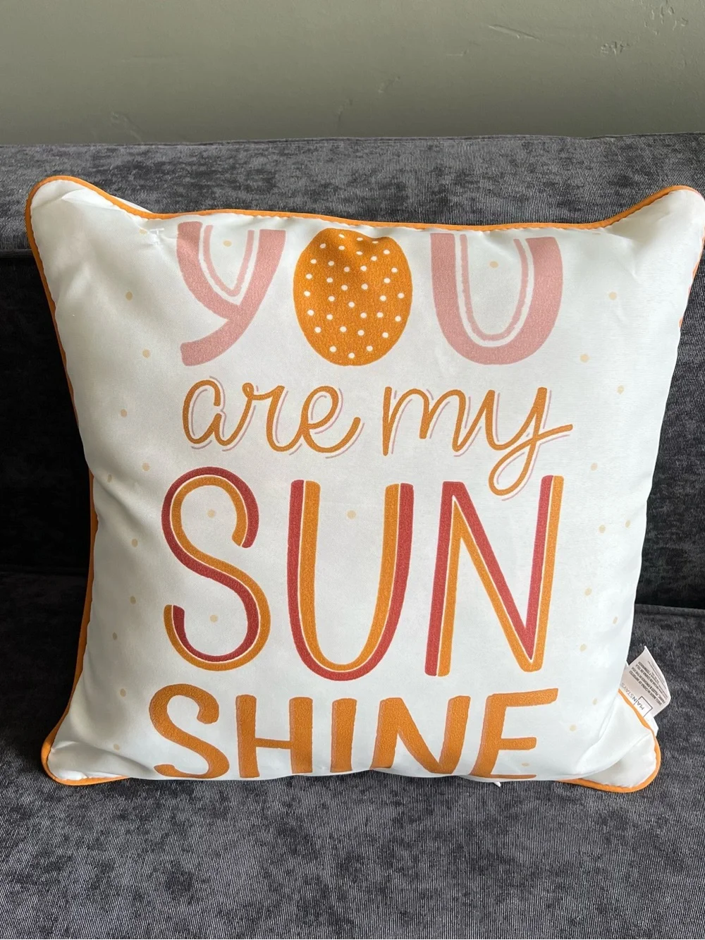 NWOT Mainstays ‘You Are My Sunshine’ Outdoor Pillow 16”x16”